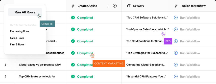 Power Sheets running bulk keyword workflows